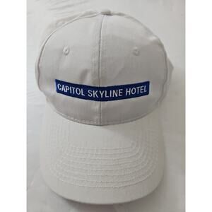 Capitol Skyline Hotel HitWear Trucker Hat White One Size Embroidered Logo